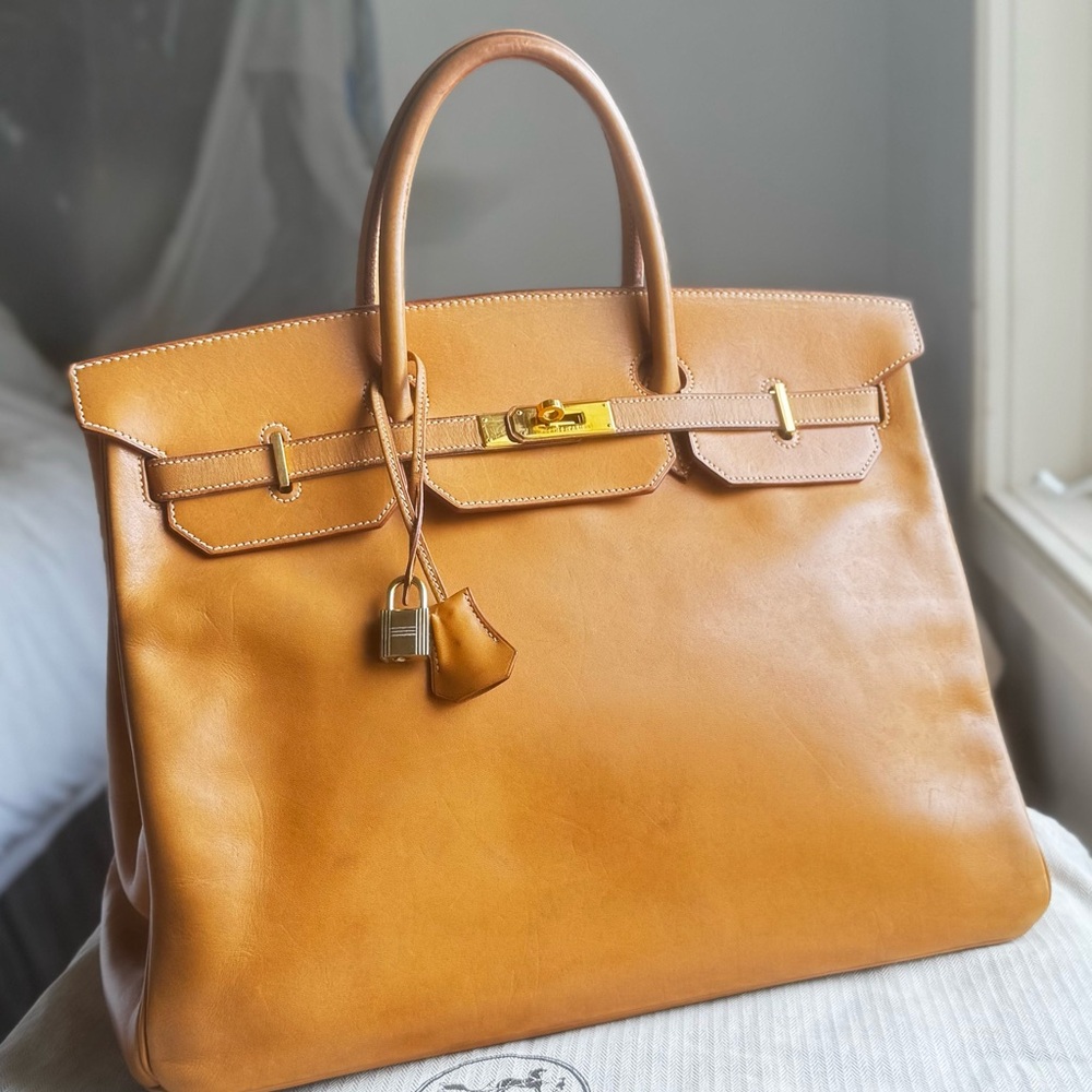 Authentic Hermes Birkin Vache Naturelle GHW w/H Spa receipt!